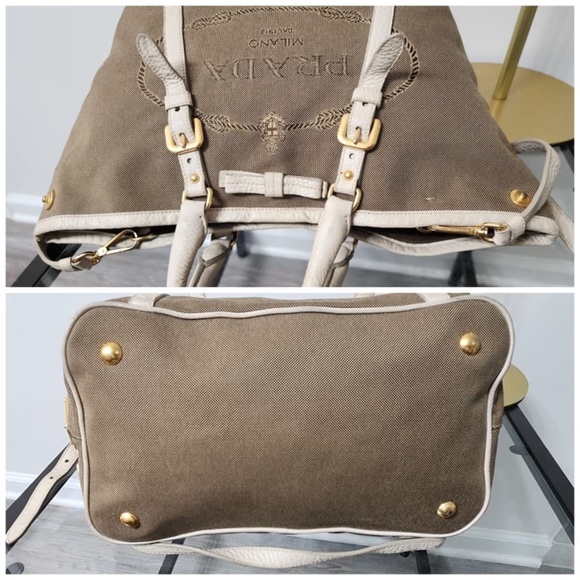 Authentic Prada Canapa Logo Jacquard Tote Beige/Brown - Picture 6 of 16